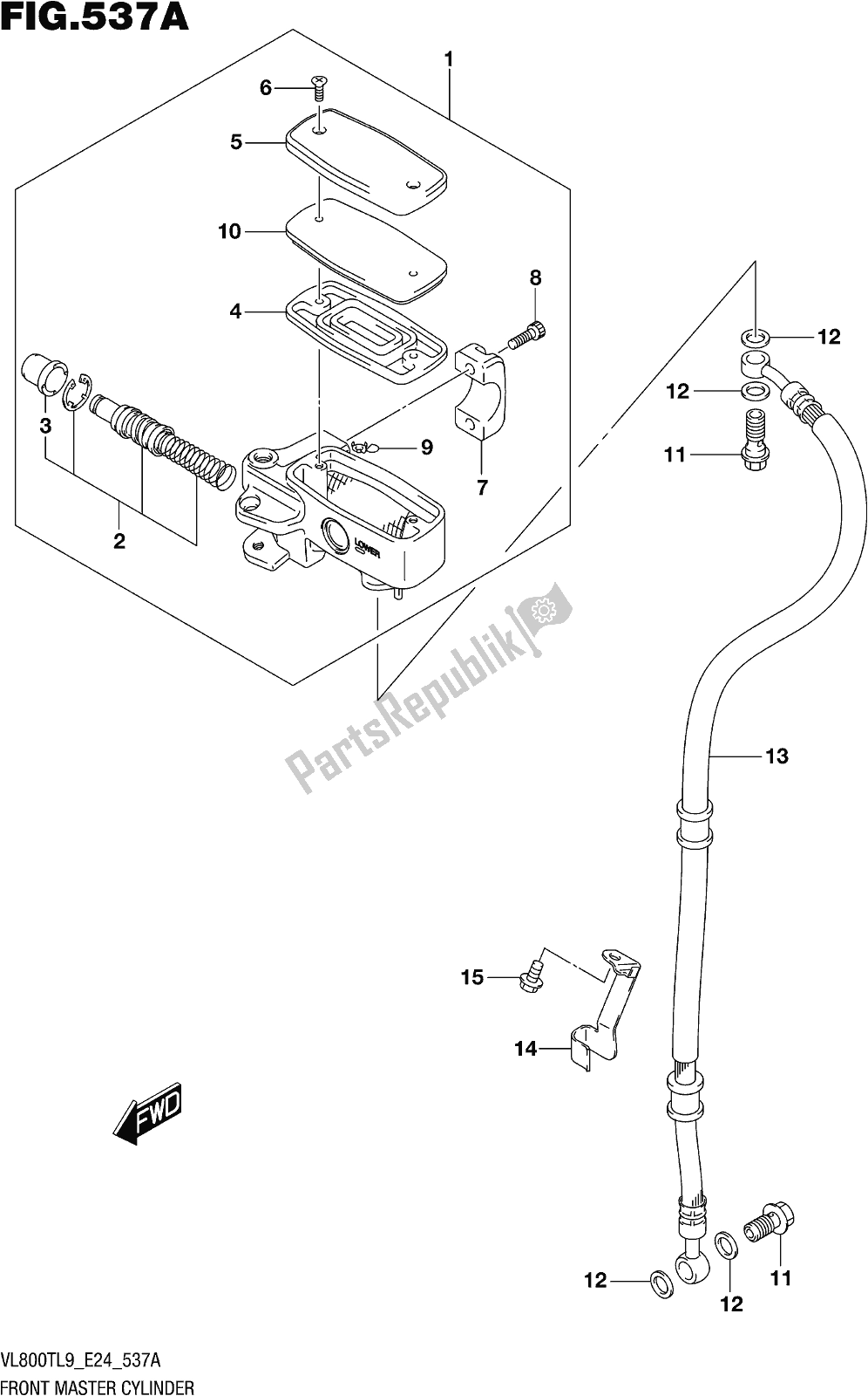 Wszystkie części do Fig. 537a Front Master Cylinder Suzuki VL 800T 2019