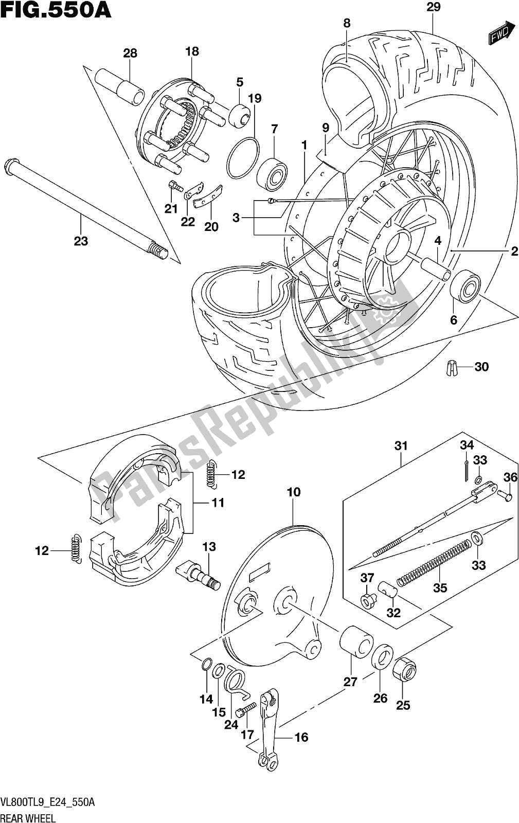 Wszystkie części do Fig. 550a Rear Wheel Suzuki VL 800T 2019