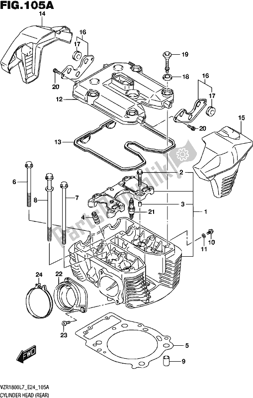 All parts for the Cylinder Head (rear) (vzr1800l7 E24) of the Suzuki VZR 1800 2017