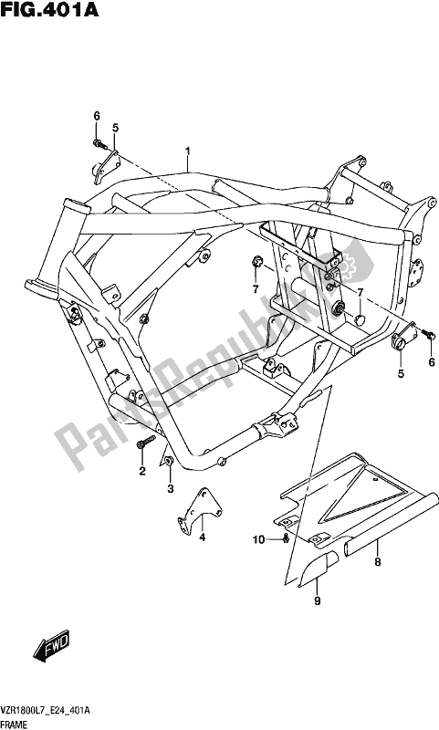 All parts for the Frame of the Suzuki VZR 1800 2017