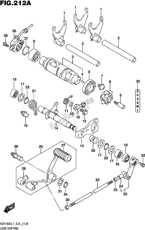 Alle onderdelen voor de Schakelen van de Suzuki VZR 1800 2017