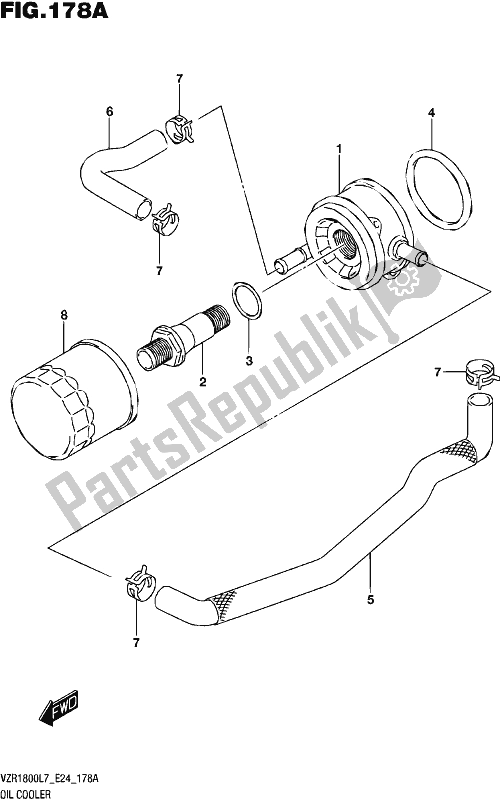 All parts for the Oil Cooler of the Suzuki VZR 1800 2017