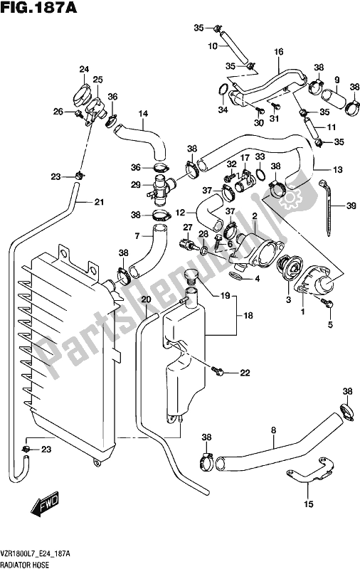 Alle onderdelen voor de Radiator Slang van de Suzuki VZR 1800 2017