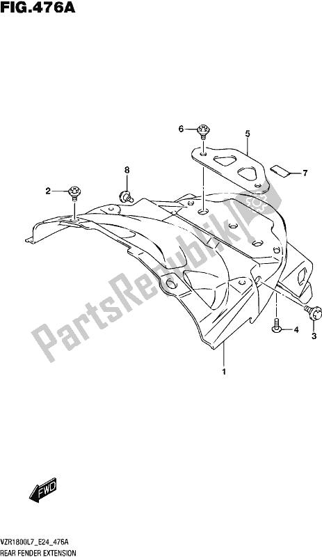 All parts for the Rear Fender Extension of the Suzuki VZR 1800 2017