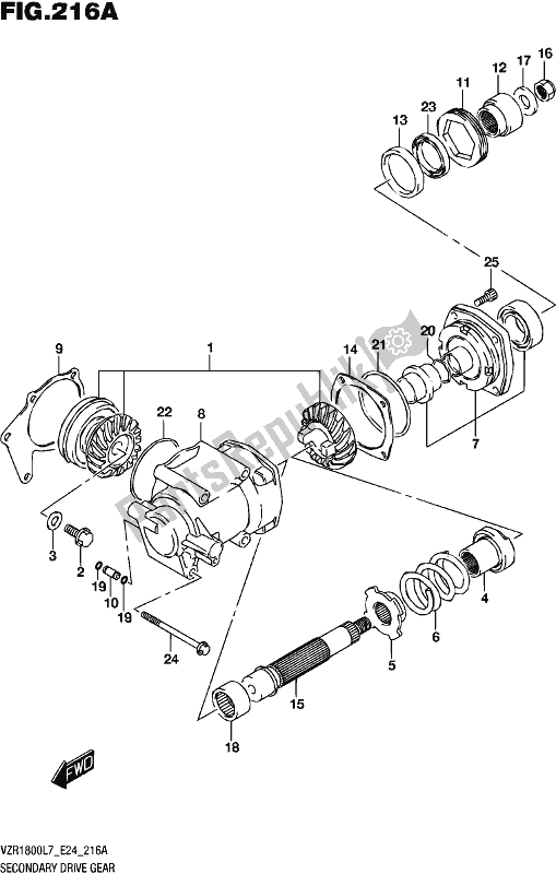 All parts for the Secondary Drive Gear of the Suzuki VZR 1800 2017