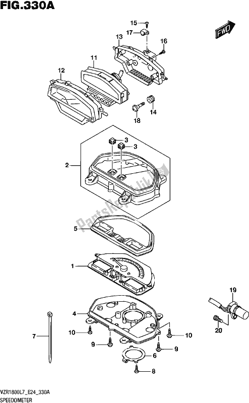 All parts for the Speedometer (vzr1800l7 E24) of the Suzuki VZR 1800 2017