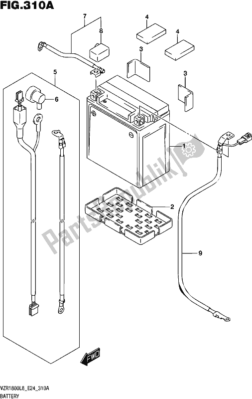 All parts for the Battery of the Suzuki VZR 1800 2018