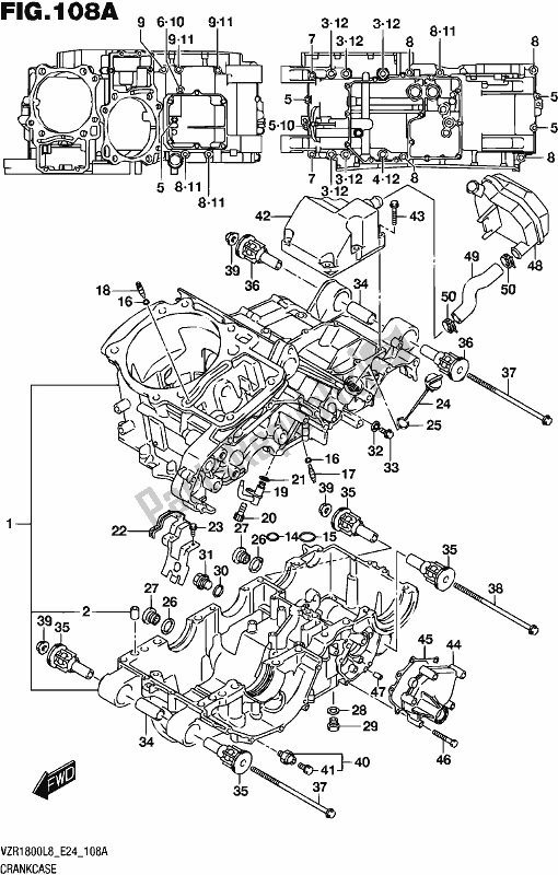 All parts for the Crankcase of the Suzuki VZR 1800 2018