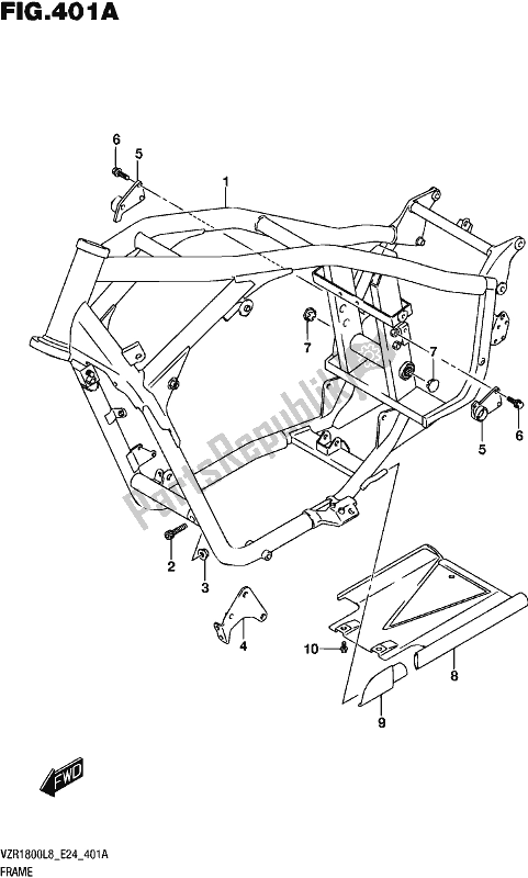 All parts for the Frame of the Suzuki VZR 1800 2018