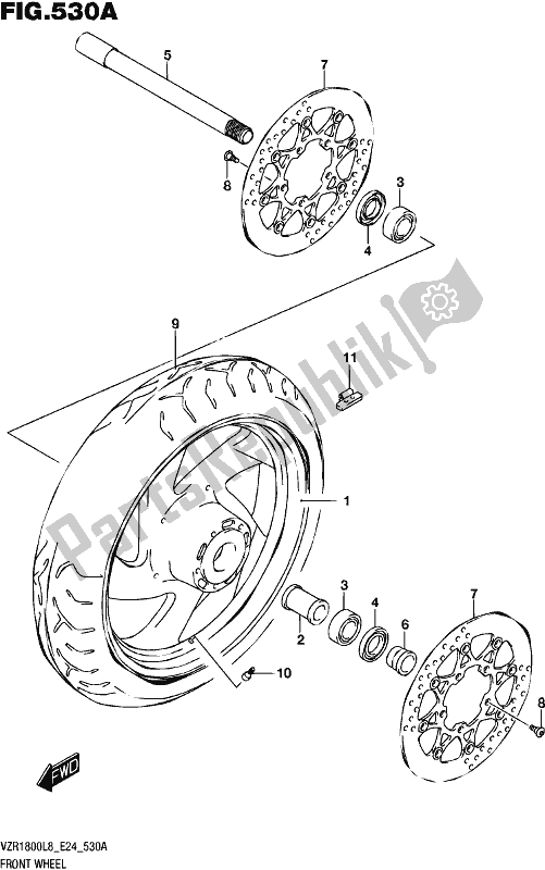 All parts for the Front Wheel (vzr1800l8 E24) of the Suzuki VZR 1800 2018