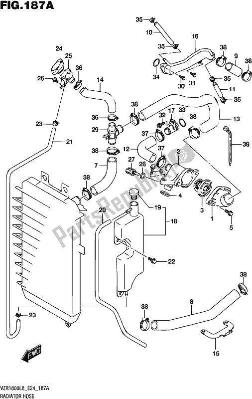 All parts for the Radiator Hose of the Suzuki VZR 1800 2018