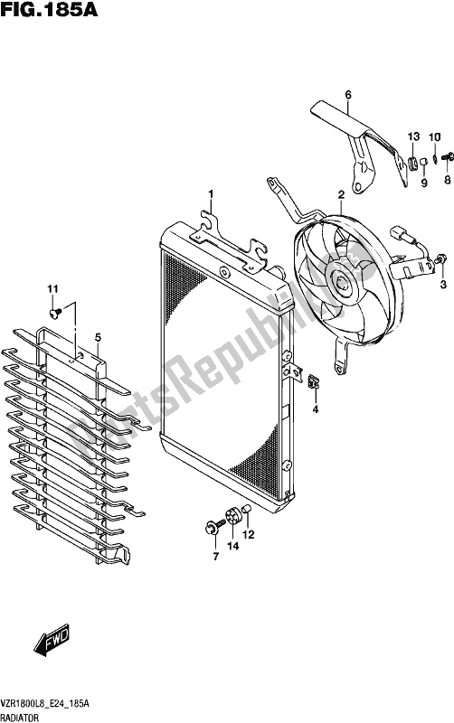 All parts for the Radiator of the Suzuki VZR 1800 2018