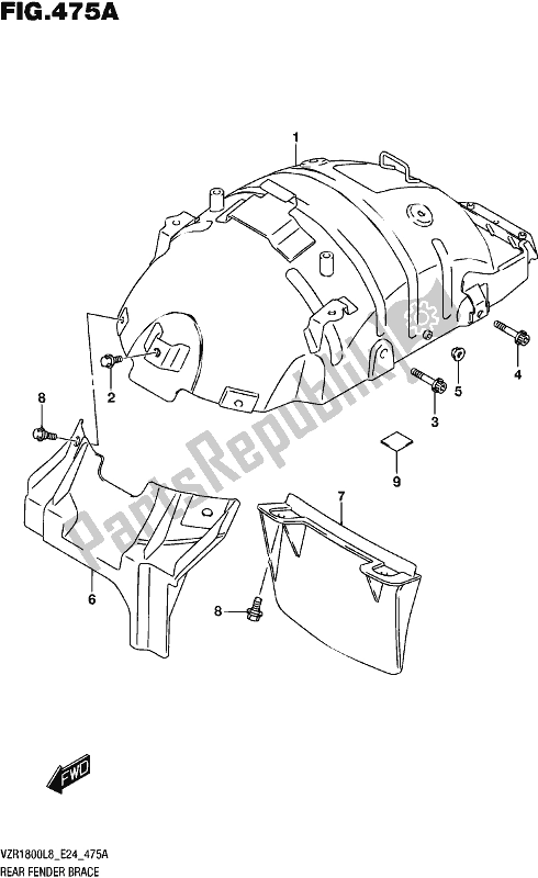 All parts for the Rear Fender Brace of the Suzuki VZR 1800 2018