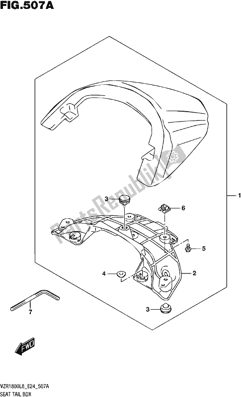 All parts for the Seat Tail Box (vzr1800l8 E24) of the Suzuki VZR 1800 2018