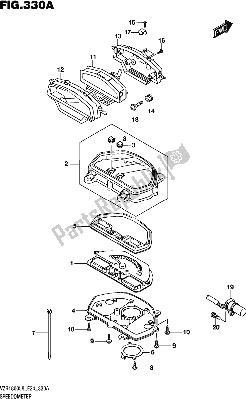 All parts for the Speedometer of the Suzuki VZR 1800 2018