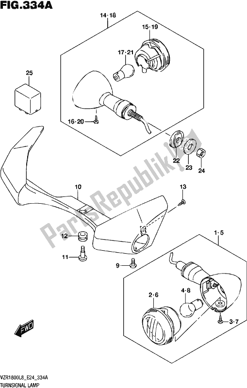 All parts for the Turnsignal Lamp (vzr1800l8 E24) of the Suzuki VZR 1800 2018