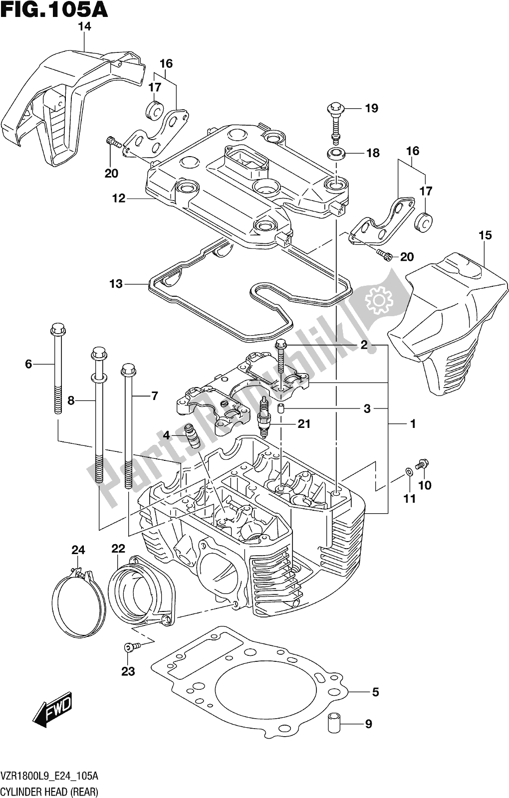 Wszystkie części do Fig. 105a Cylinder Head (rear) (vzr1800l9 E24) Suzuki VZR 1800 2019