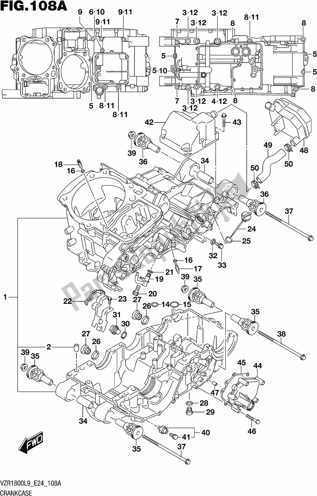 Todas las partes para Fig. 108a Crankcase de Suzuki VZR 1800 2019