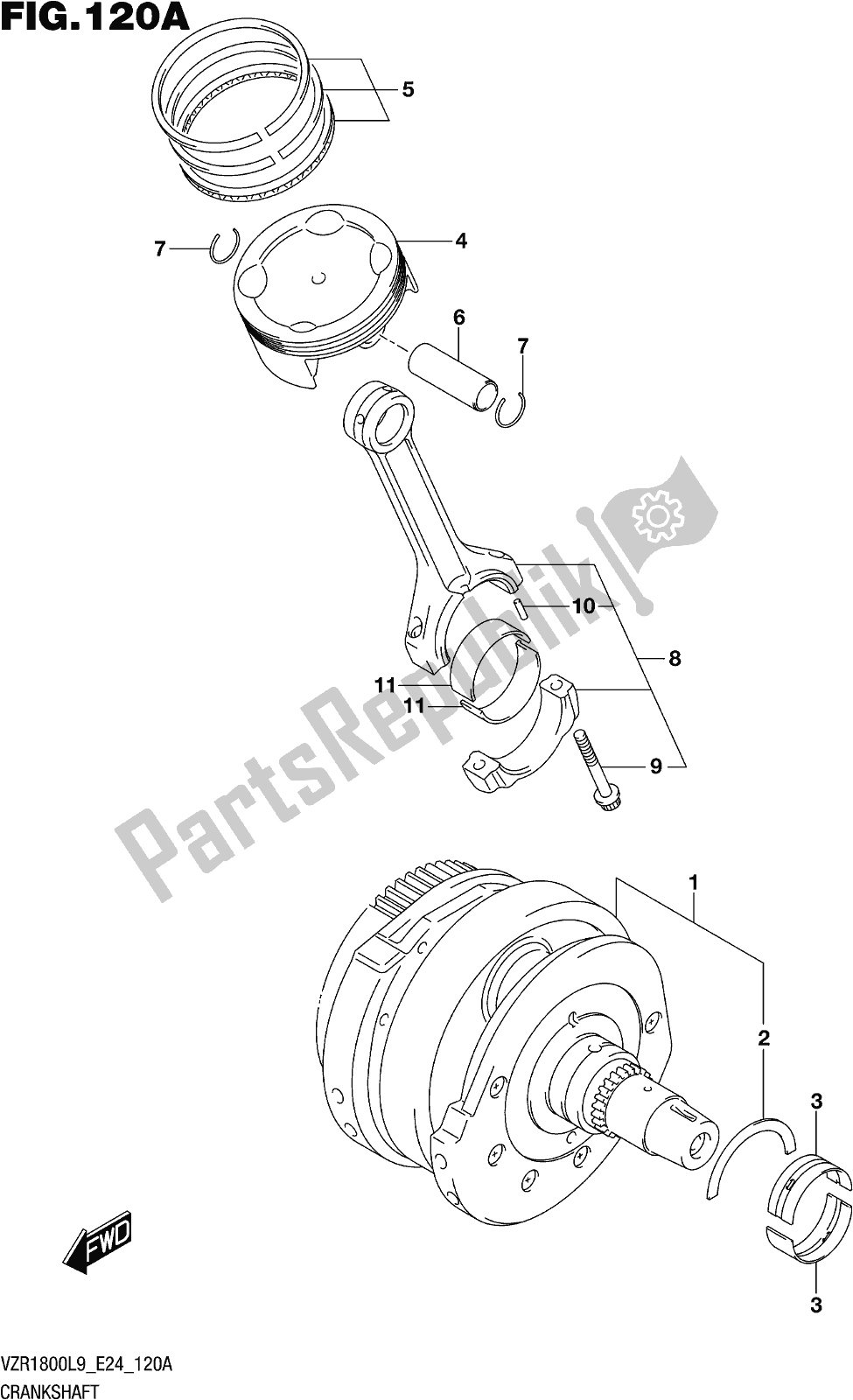 Wszystkie części do Fig. 120a Crankshaft Suzuki VZR 1800 2019