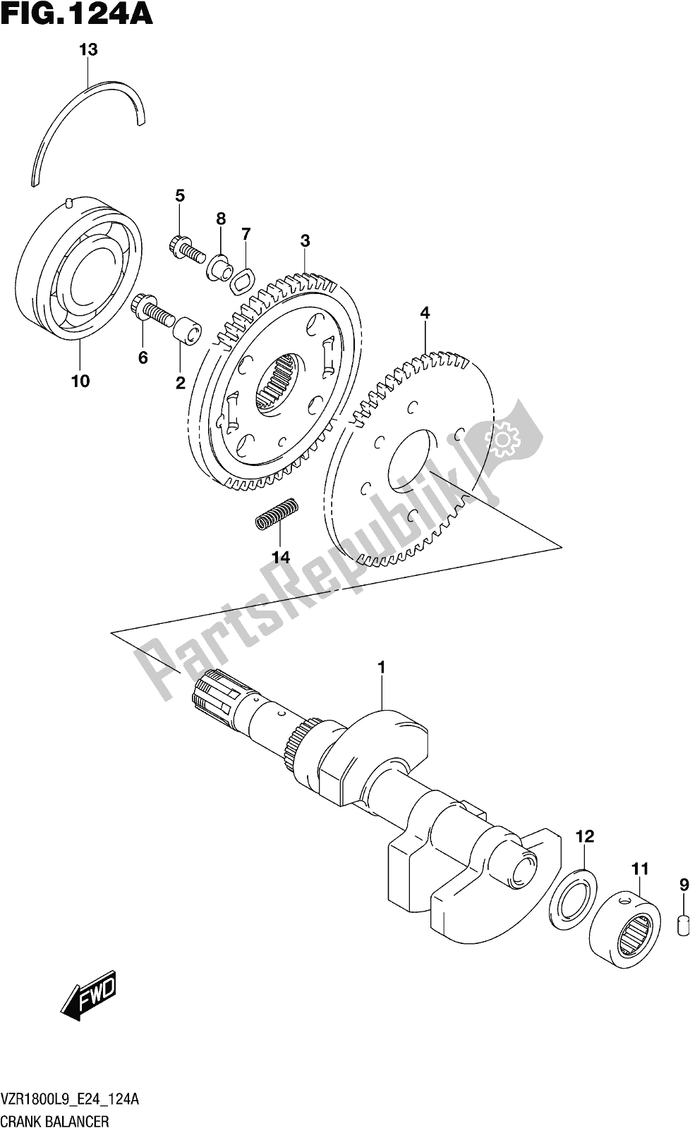 All parts for the Fig. 124a Crank Balancer of the Suzuki VZR 1800 2019