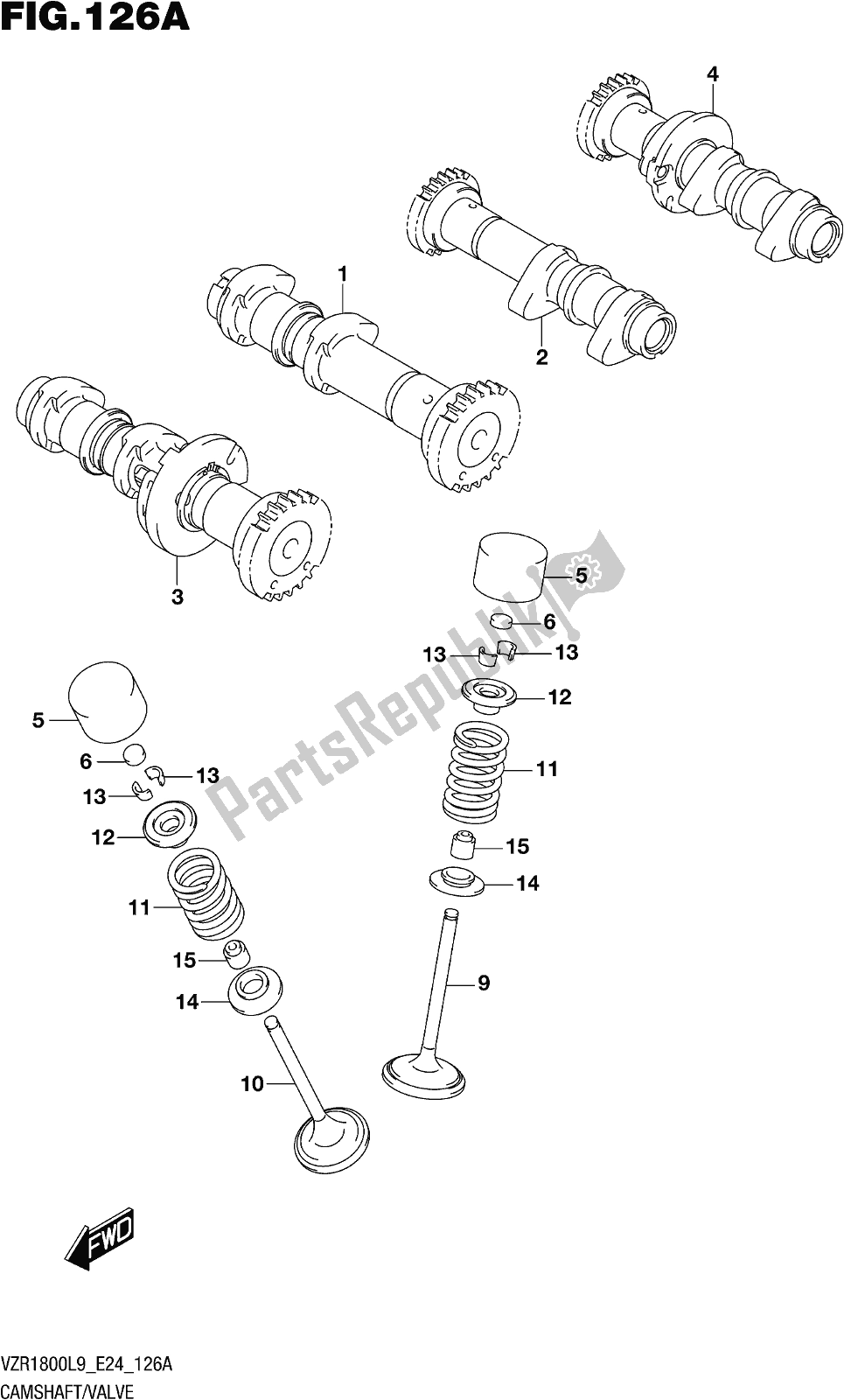 Todas las partes para Fig. 126a Camshaft/valve de Suzuki VZR 1800 2019