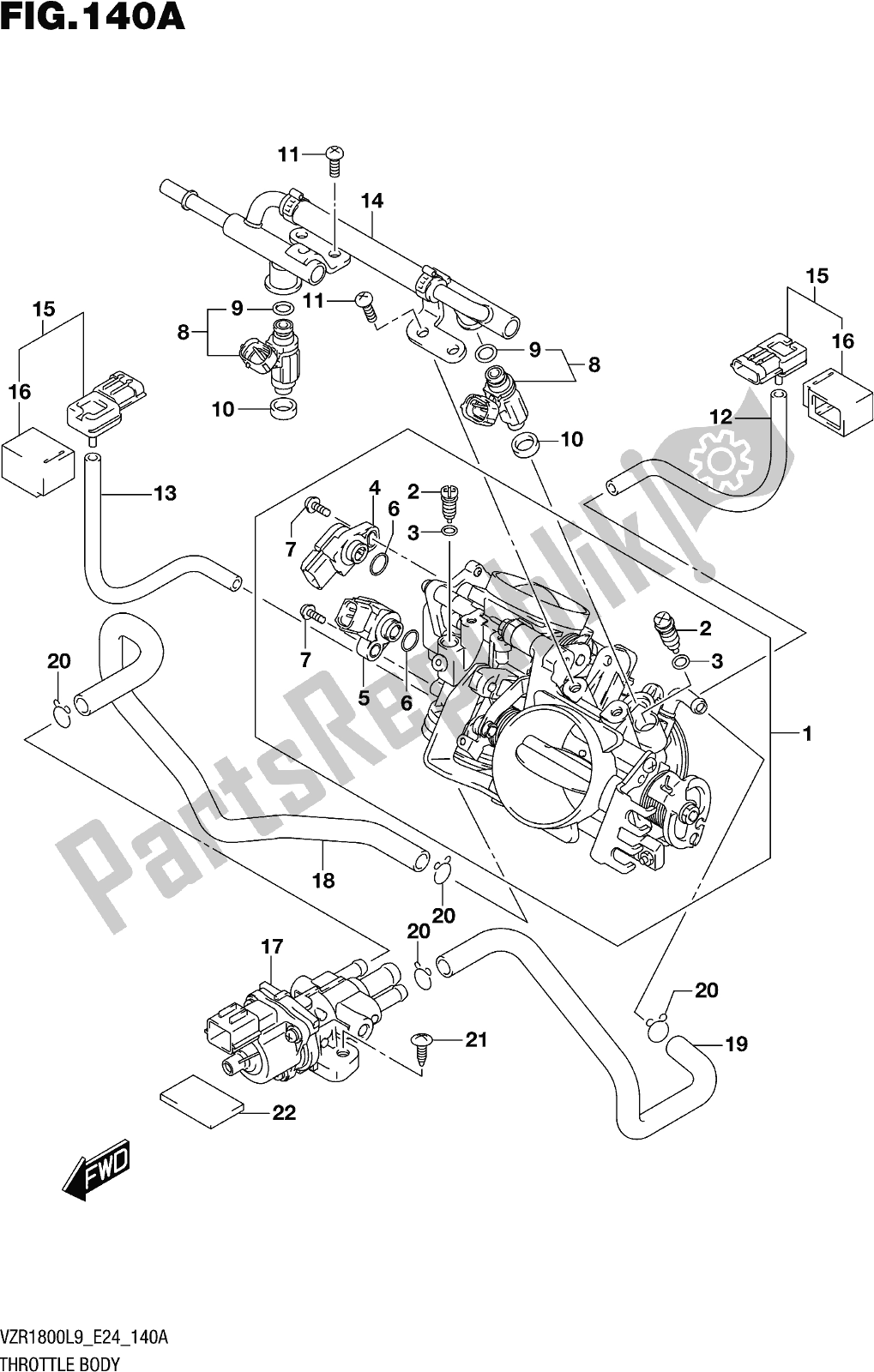 Todas las partes para Fig. 140a Throttle Body de Suzuki VZR 1800 2019