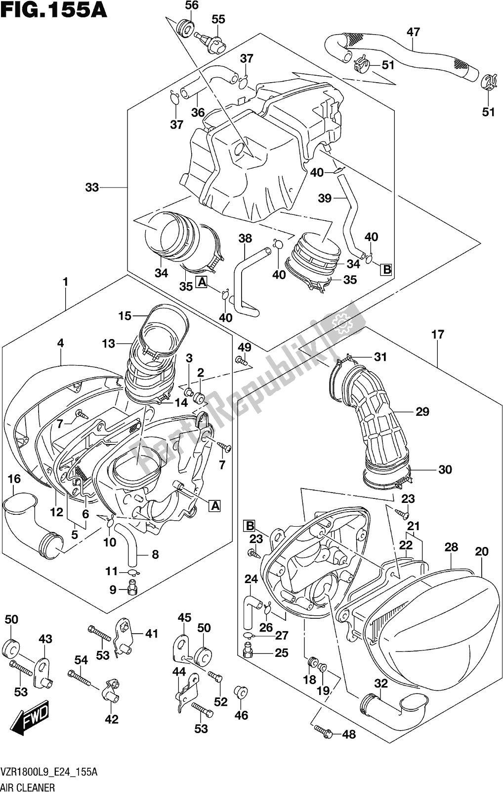 Wszystkie części do Fig. 155a Air Cleaner (vzr1800l9 E24) Suzuki VZR 1800 2019