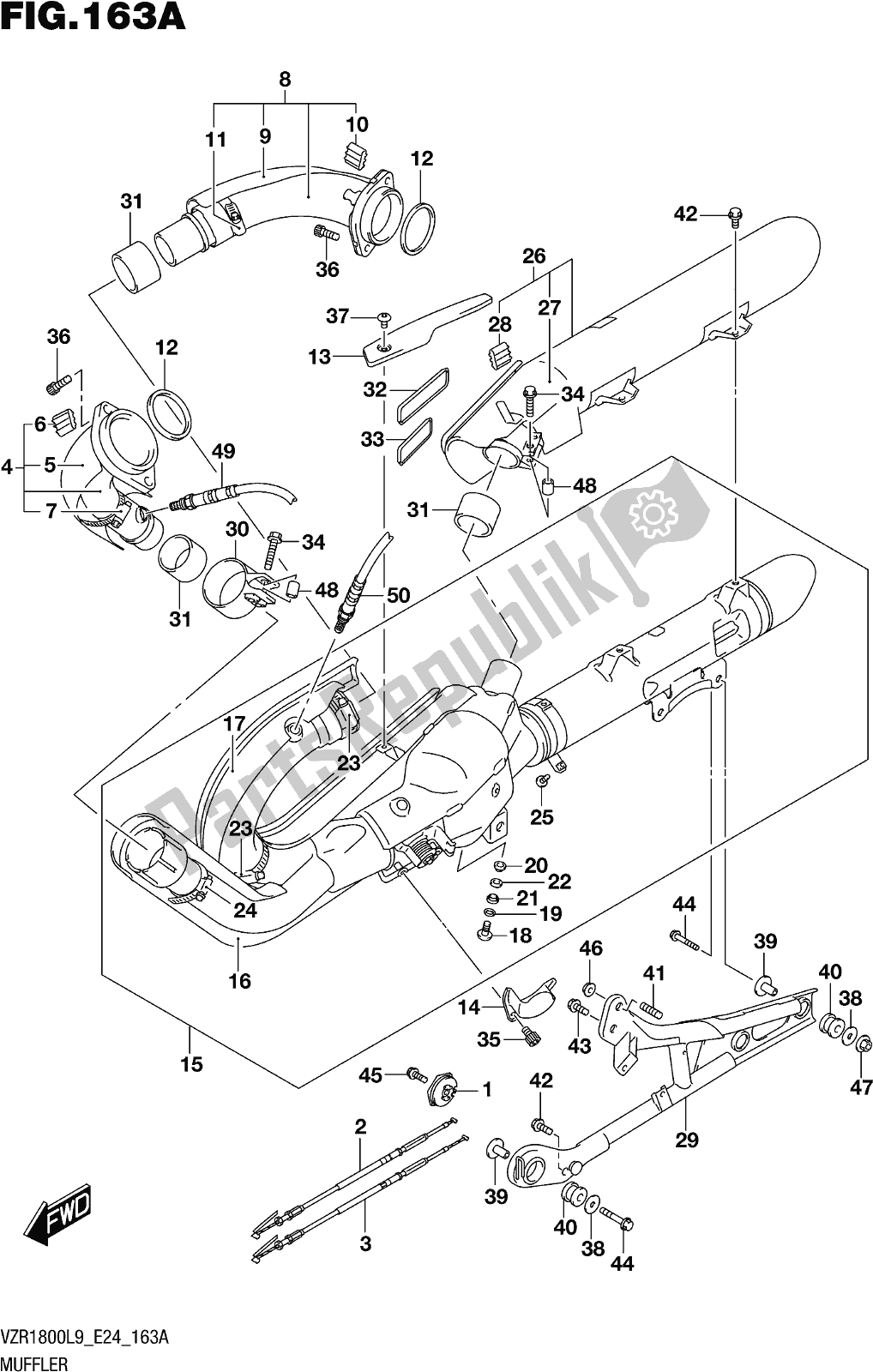 Todas las partes para Fig. 163a Muffler (vzr1800l9 E24) de Suzuki VZR 1800 2019