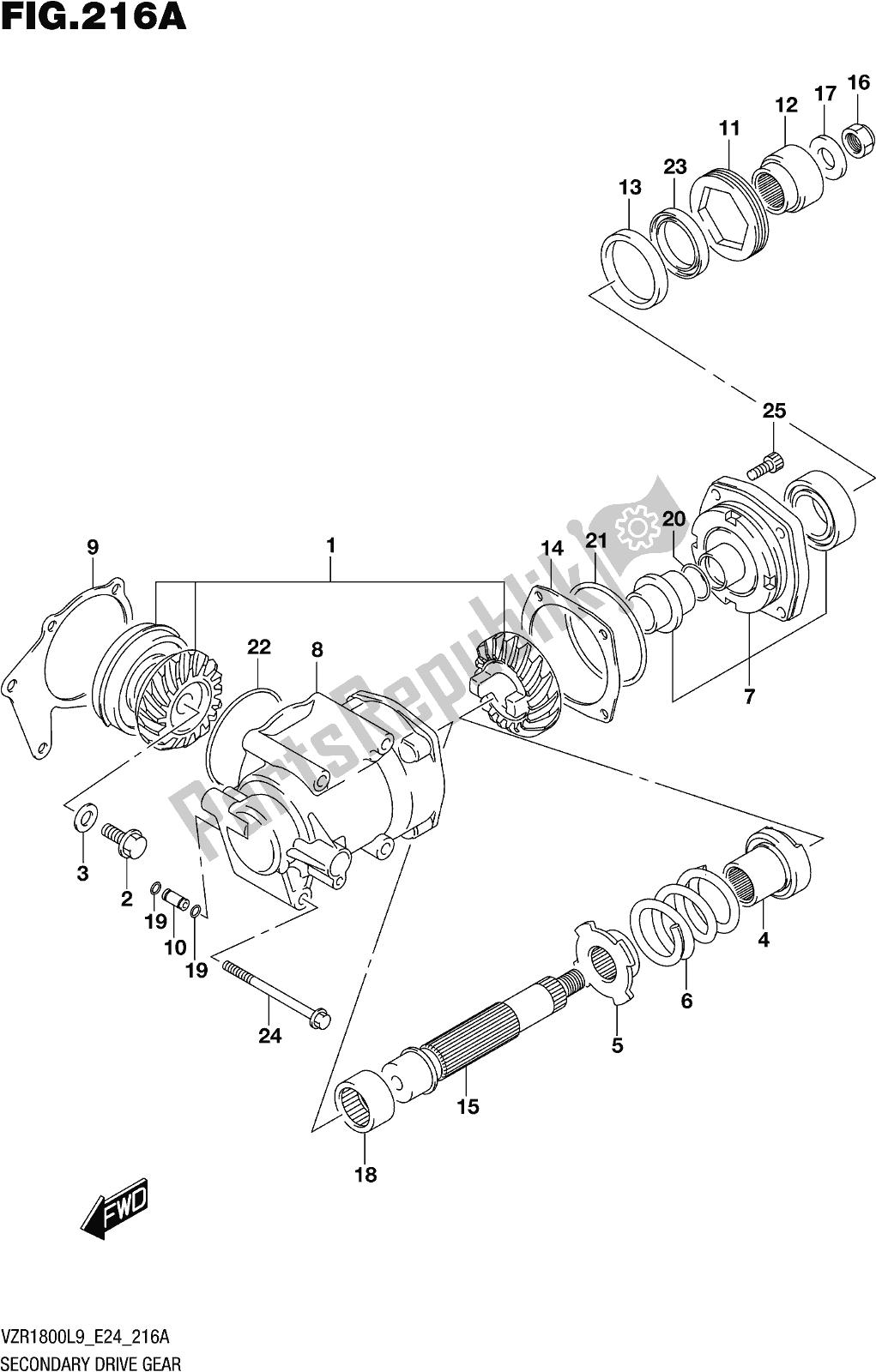 Todas las partes para Fig. 216a Secondary Drive Gear de Suzuki VZR 1800 2019