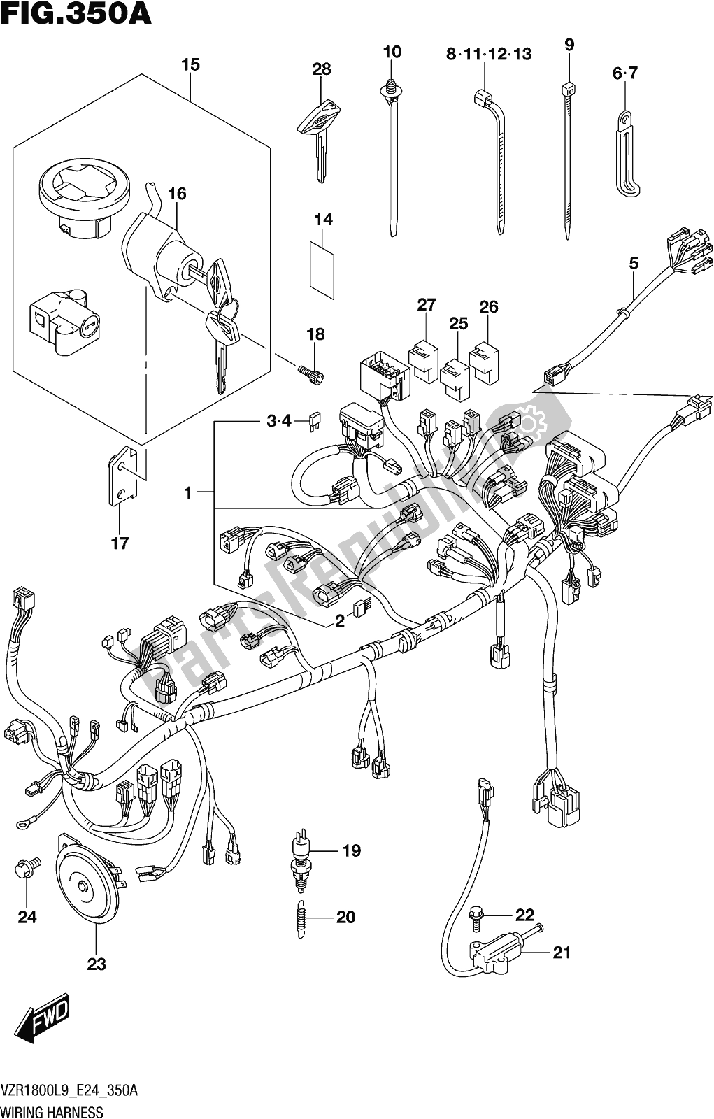 Wszystkie części do Fig. 350a Wiring Harness (vzr1800l9 E24) Suzuki VZR 1800 2019