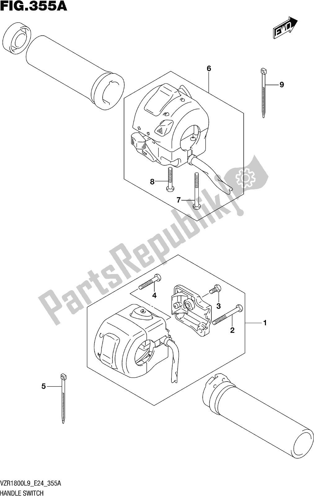 All parts for the Fig. 355a Handle Switch (vzr1800l9 E24) of the Suzuki VZR 1800 2019