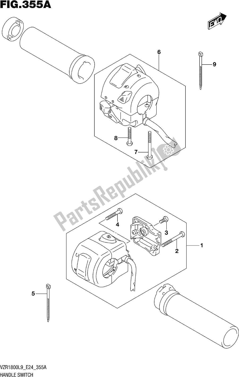 Wszystkie części do Fig. 355a Handle Switch (vzr1800l9 E24) Suzuki VZR 1800 2019