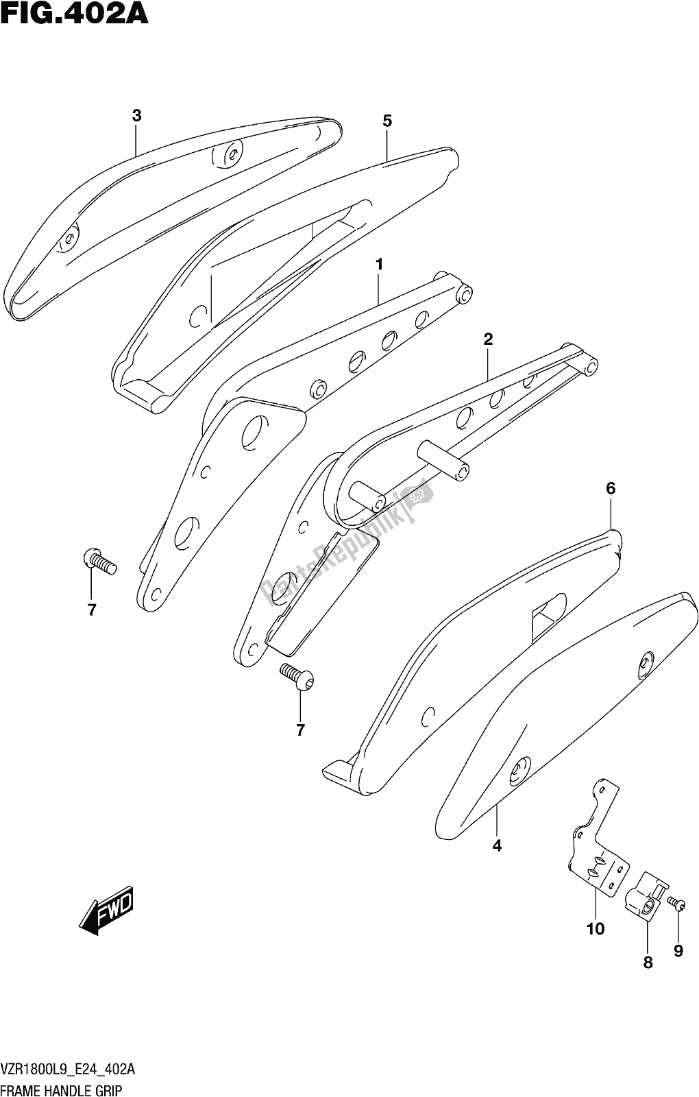 All parts for the Fig. 402a Frame Handle Grip (vzr1800l9 E24) of the Suzuki VZR 1800 2019