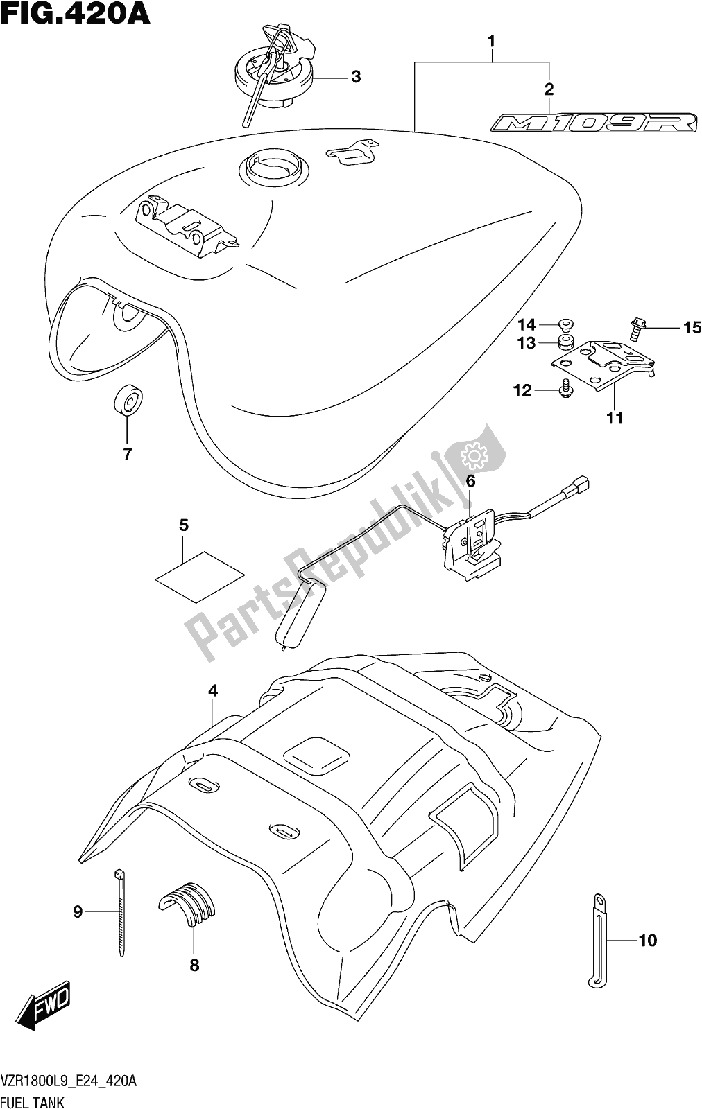 Wszystkie części do Fig. 420a Fuel Tank (vzr1800l9 E24) Suzuki VZR 1800 2019