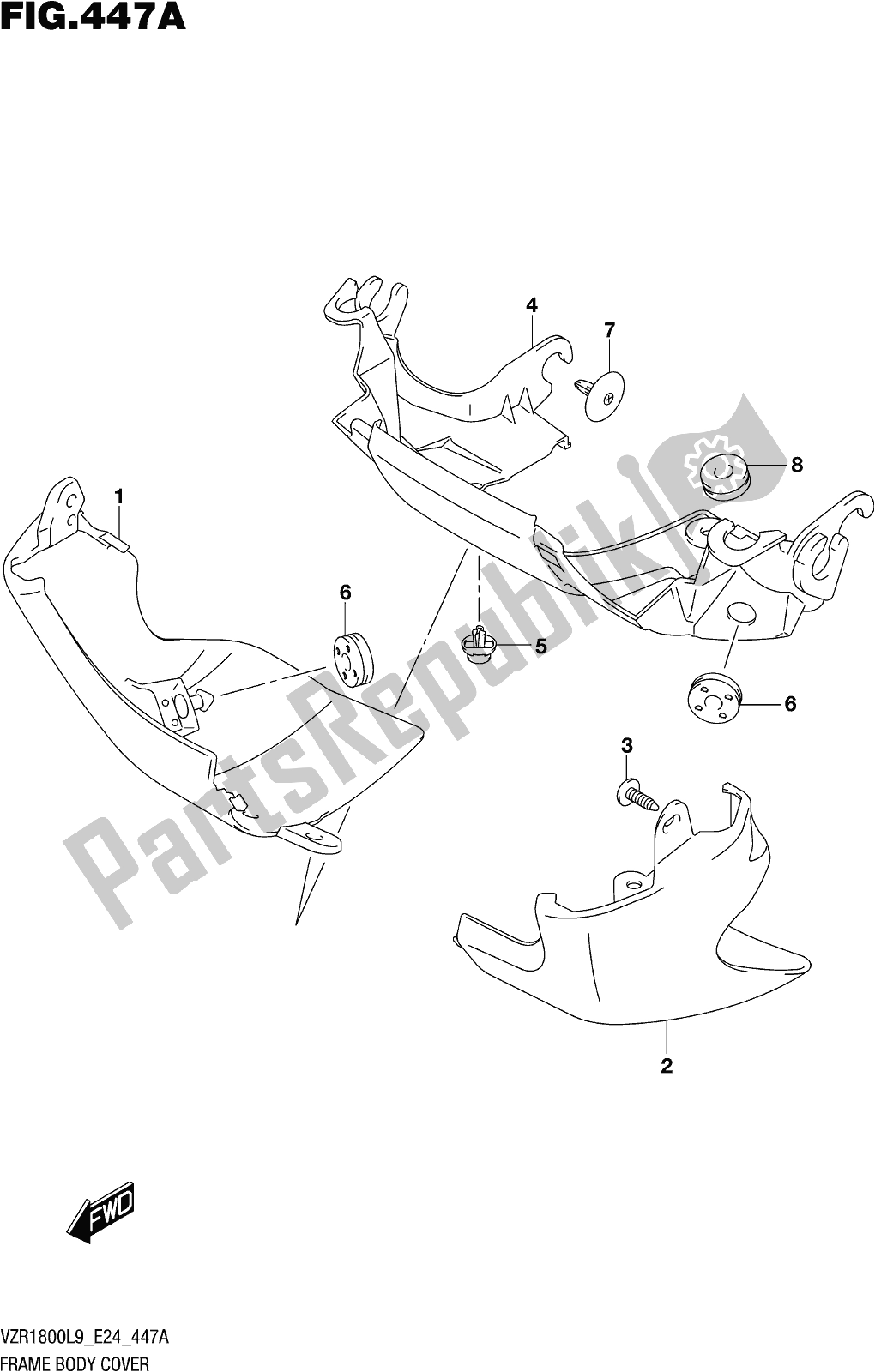 Todas las partes para Fig. 447a Frame Body Cover (vzr1800l9 E24) de Suzuki VZR 1800 2019