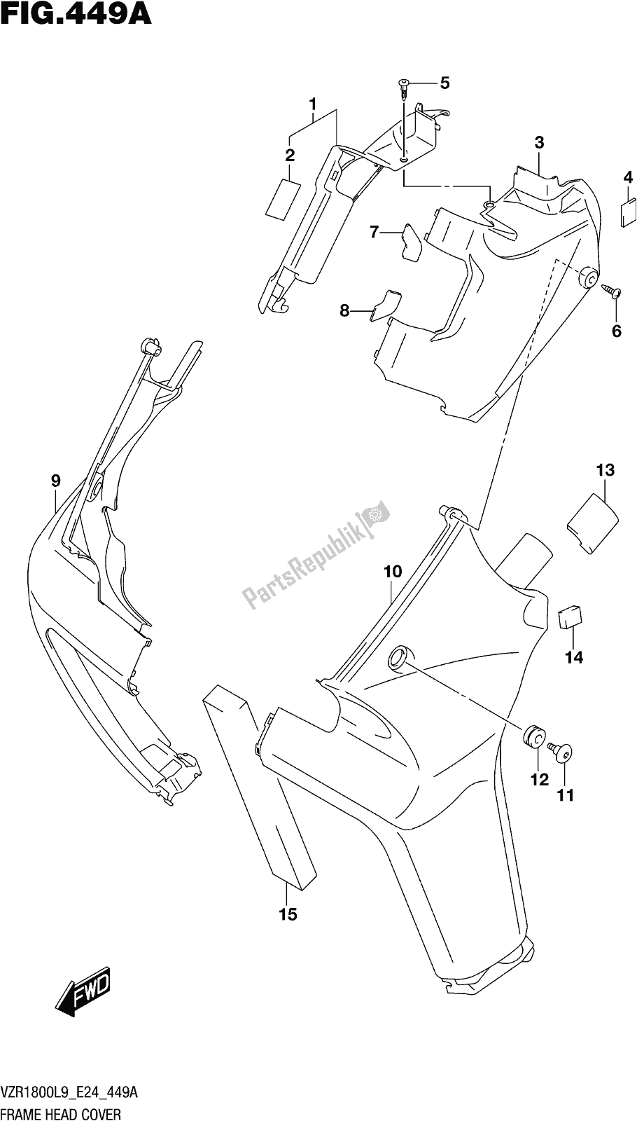 Wszystkie części do Fig. 449a Frame Head Cover (vzr1800l9 E24) Suzuki VZR 1800 2019