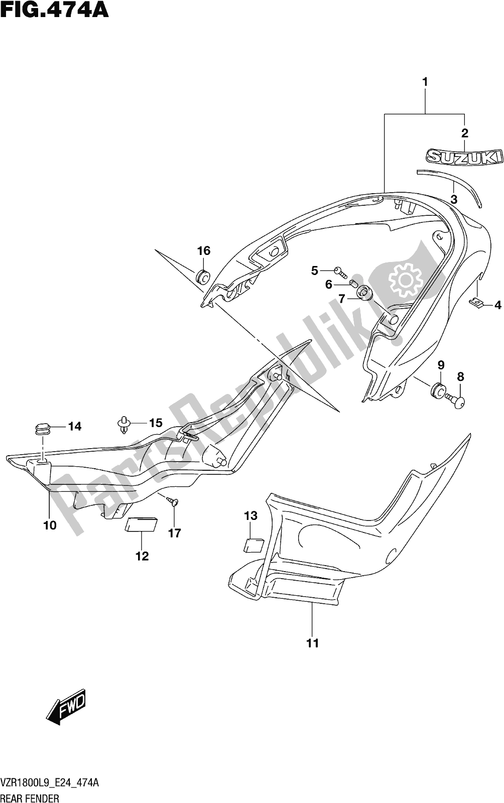 Todas las partes para Fig. 474a Rear Fender (vzr1800l9 E24) de Suzuki VZR 1800 2019