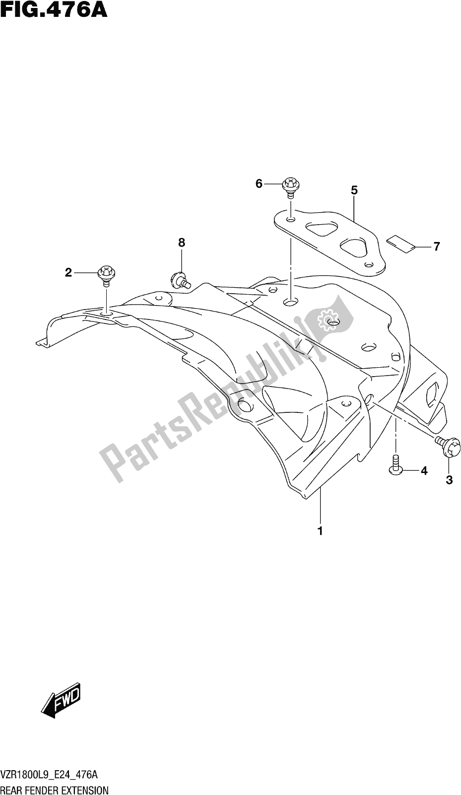 All parts for the Fig. 476a Rear Fender Extension of the Suzuki VZR 1800 2019