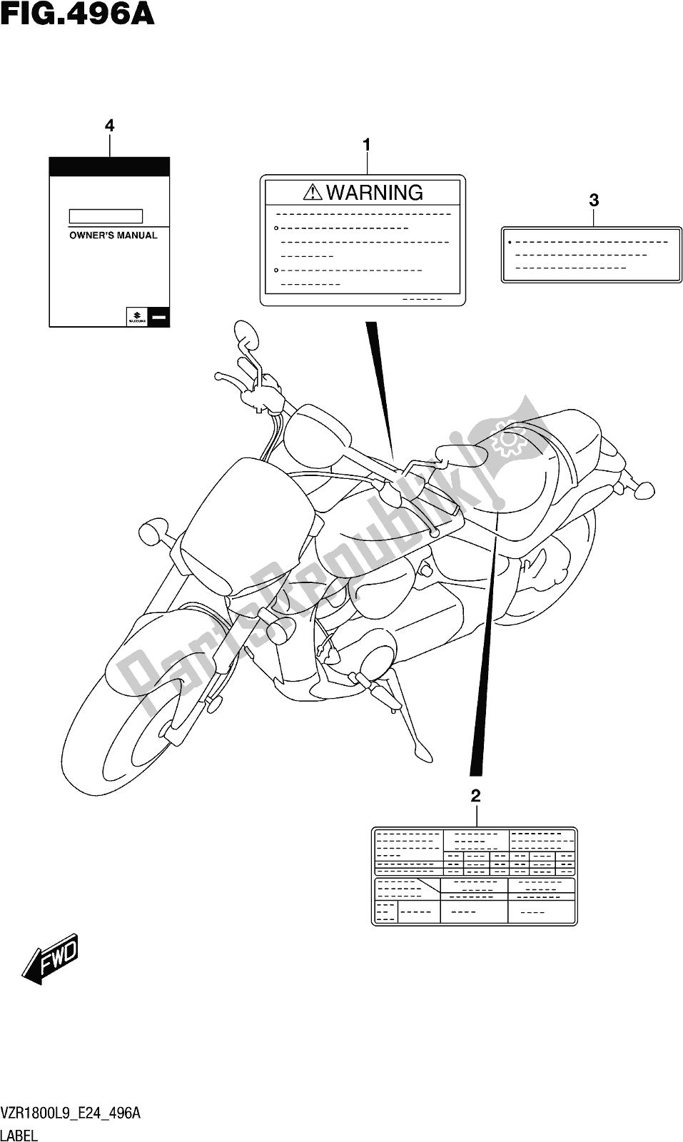 All parts for the Fig. 496a Label of the Suzuki VZR 1800 2019