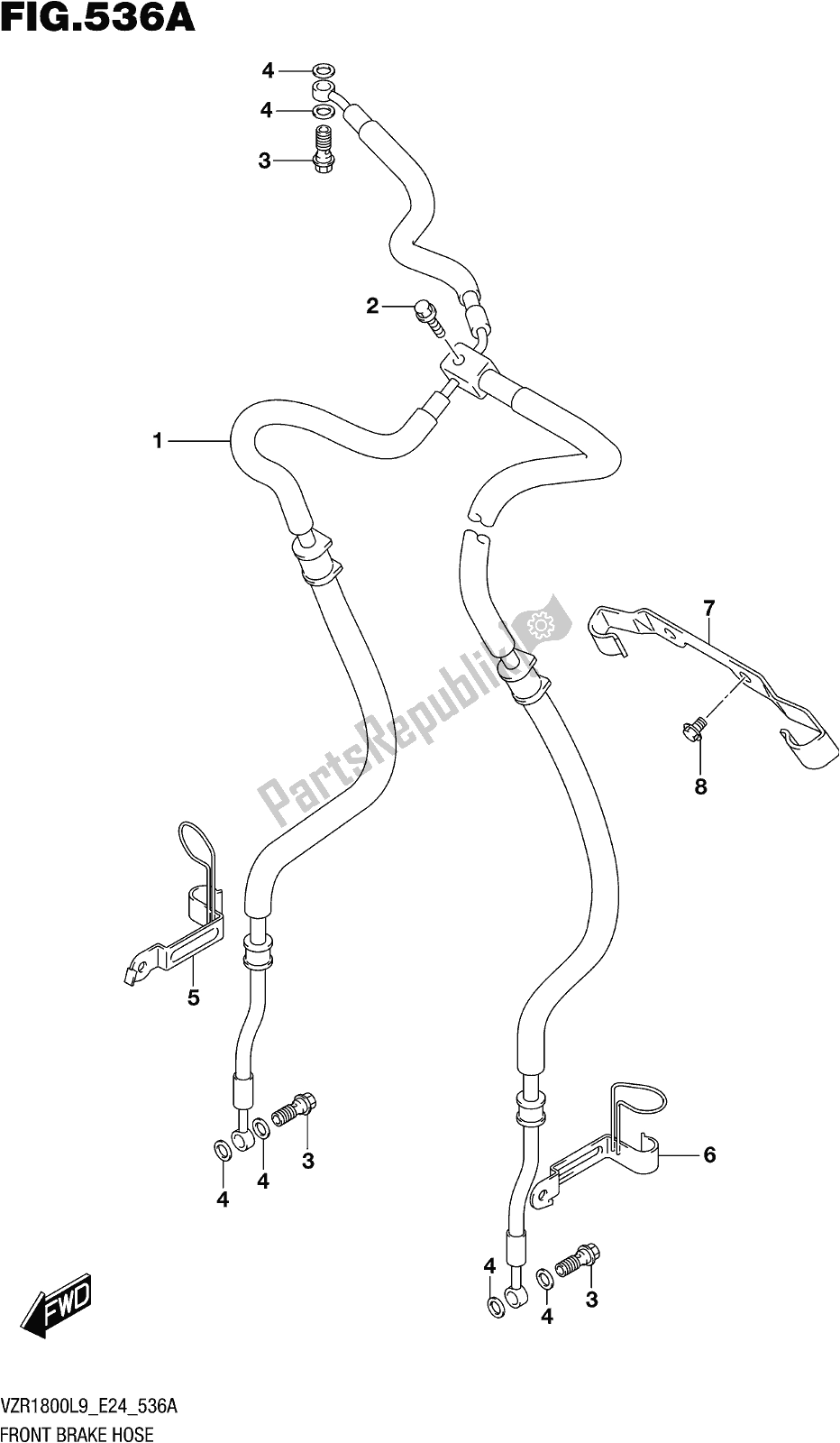 Wszystkie części do Fig. 536a Front Brake Hose Suzuki VZR 1800 2019