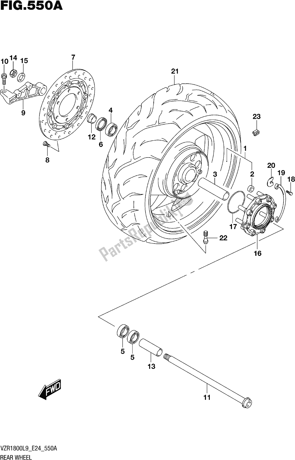 Wszystkie części do Fig. 550a Rear Wheel (vzr1800l9 E24) Suzuki VZR 1800 2019