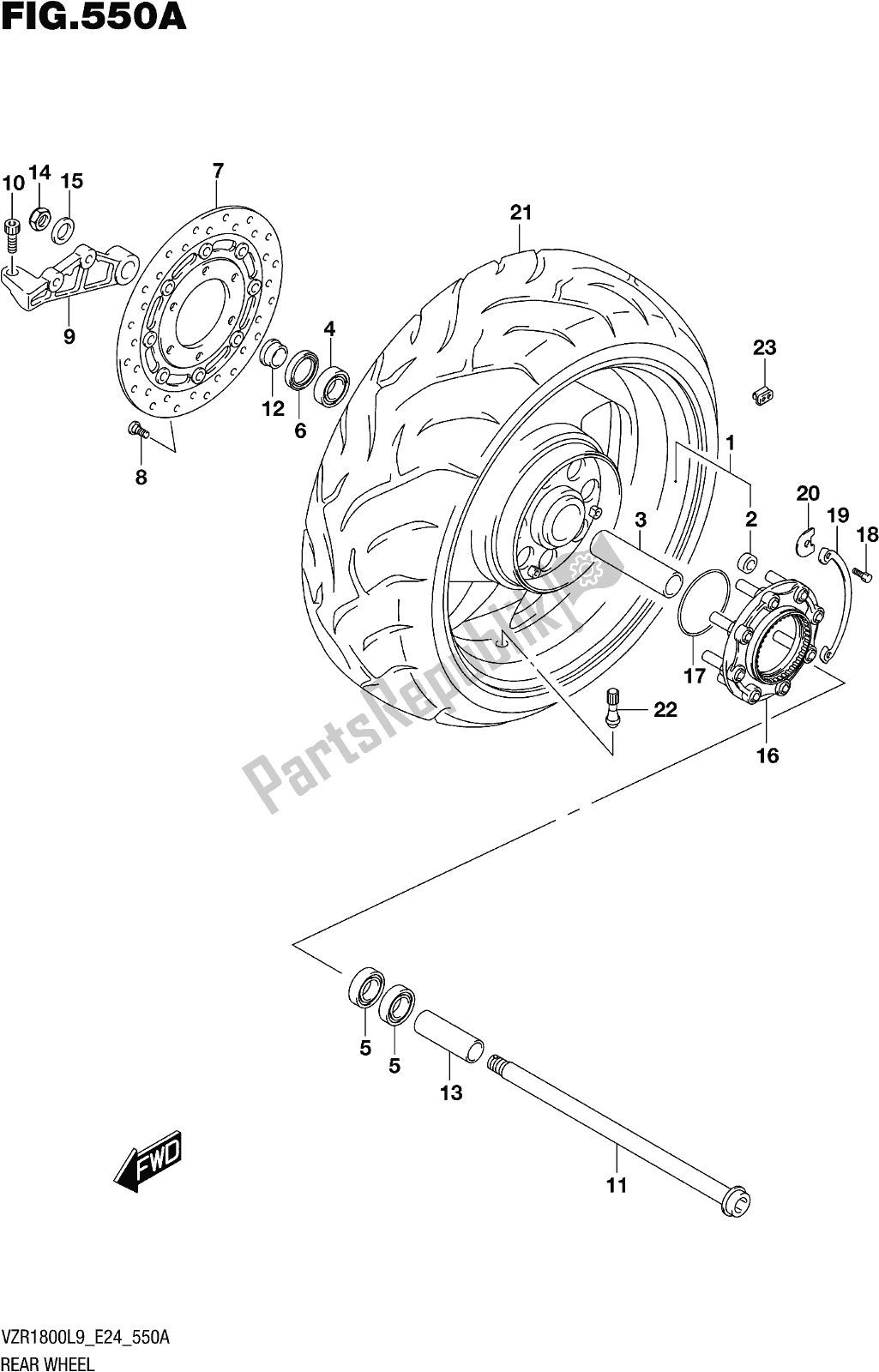 Wszystkie części do Fig. 550a Rear Wheel (vzr1800l9 E24) Suzuki VZR 1800 2019