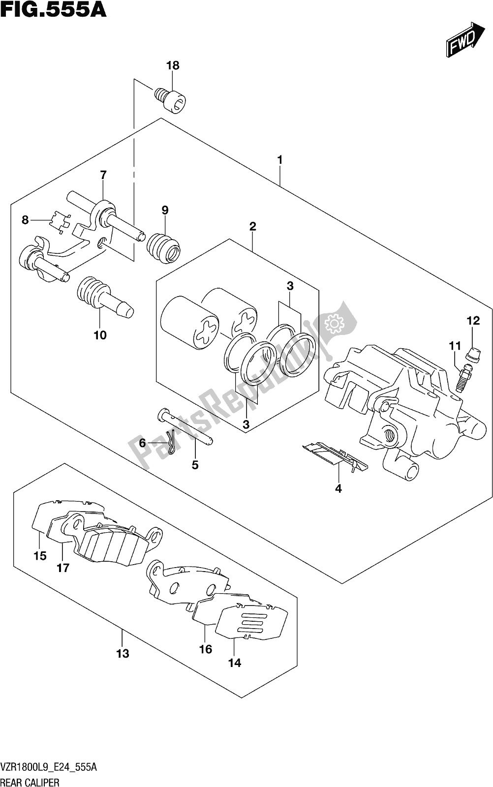 Todas las partes para Fig. 555a Rear Caliper de Suzuki VZR 1800 2019