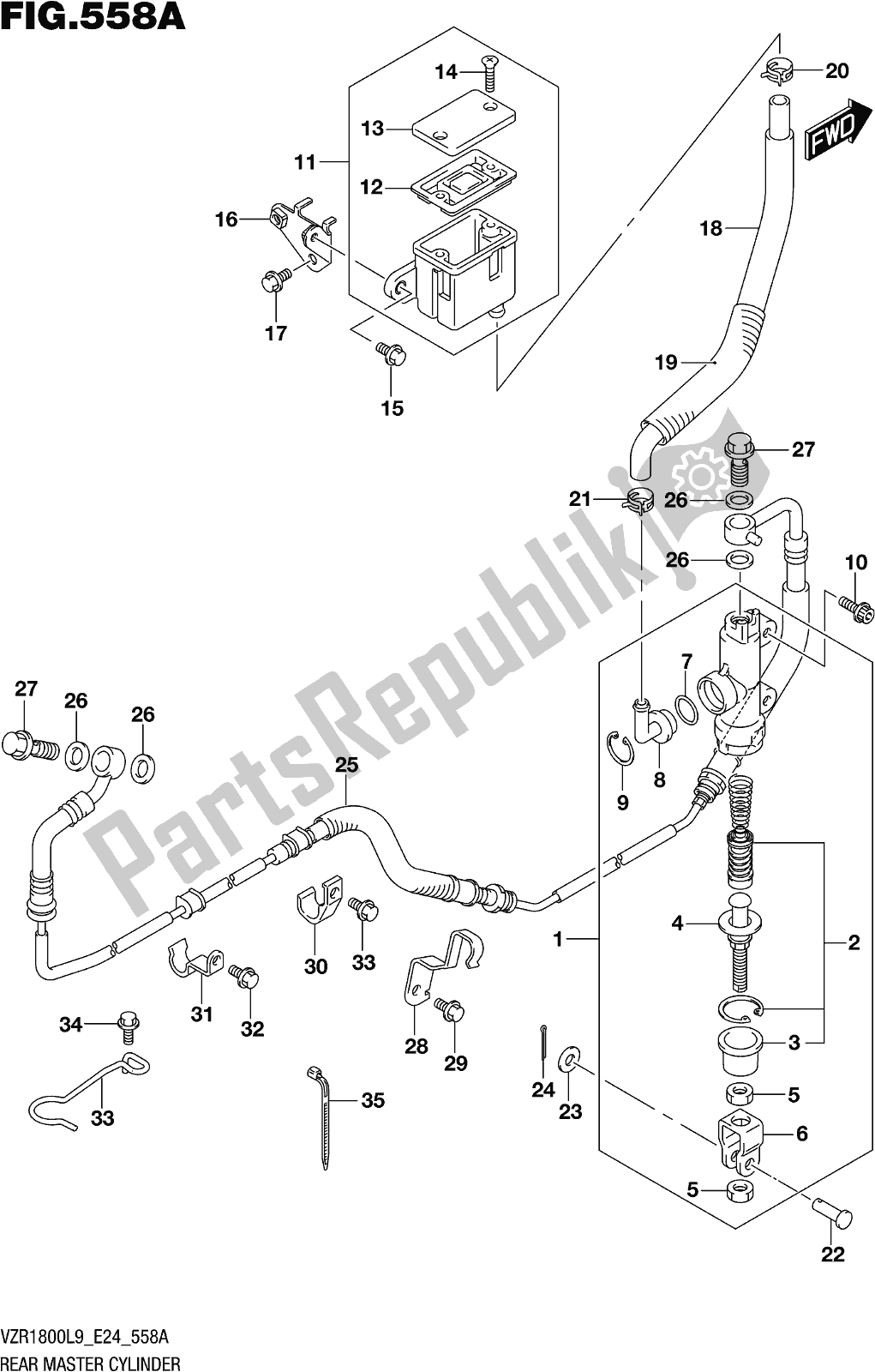 Todas las partes para Fig. 558a Rear Master Cylinder de Suzuki VZR 1800 2019