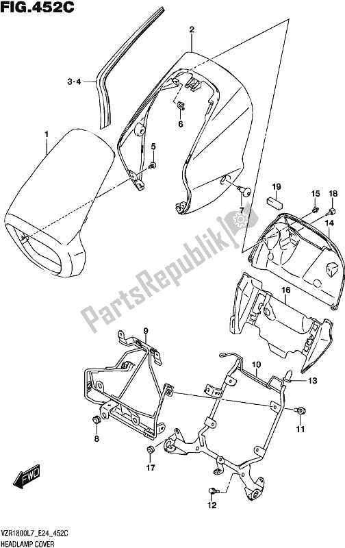 Wszystkie części do Headlamp Cover (for Bbd) (vzr1800bzl7 E24) Suzuki VZR 1800 BZ 2017