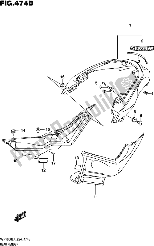 Todas las partes para Rear Fender (for Pgz) (vzr1800bzl7 E24) de Suzuki VZR 1800 BZ 2017
