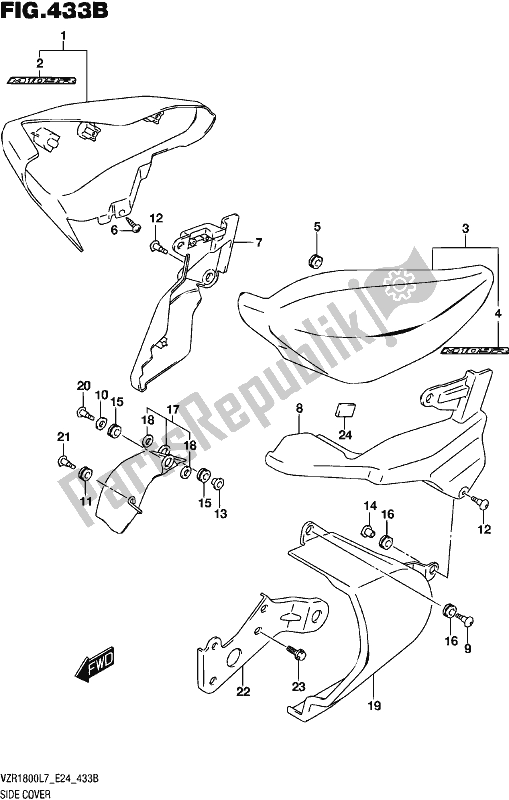 Todas as partes de Side Cover (vzr1800bzl7 E24) do Suzuki VZR 1800 BZ 2017