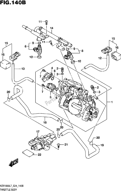 Tutte le parti per il Throttle Body (vzr1800bzl7 E24) del Suzuki VZR 1800 BZ 2017