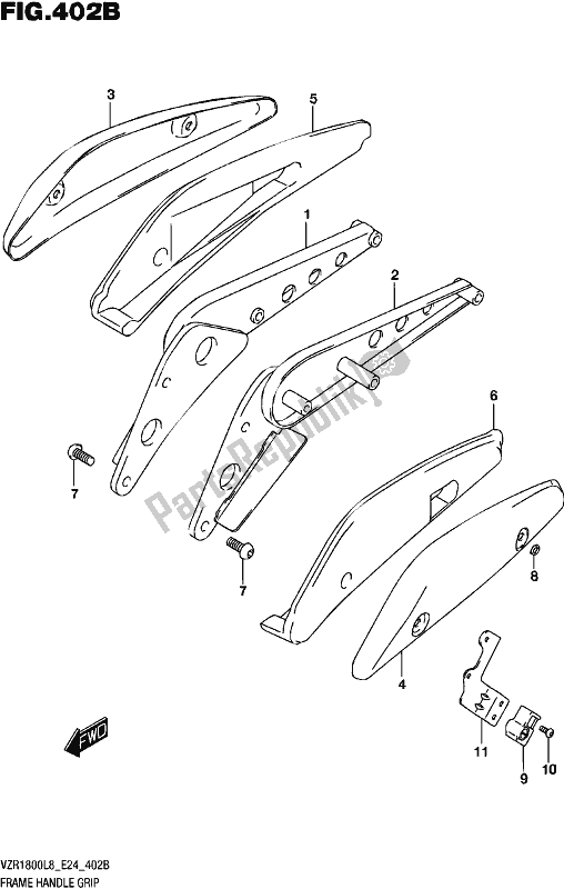 Tutte le parti per il Frame Handle Grip (vzr1800bzl8 E24) del Suzuki VZR 1800 BZ 2018