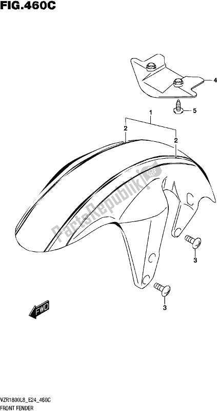 Tutte le parti per il Front Fender (vzr1800bzl8 E24) (jru) del Suzuki VZR 1800 BZ 2018